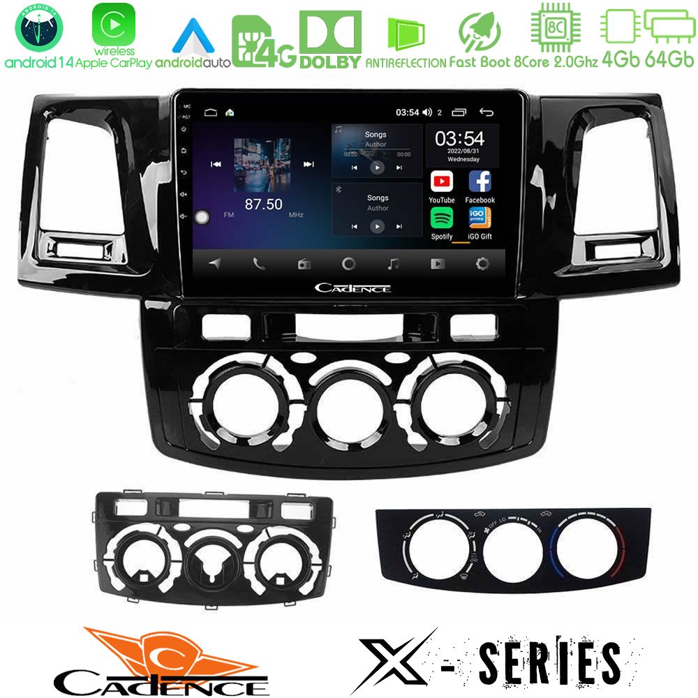 Cadence X Series Toyota Hilux 2007-2011 8core Android 14 4+64GB Navigation Multimedia Tablet 9"
