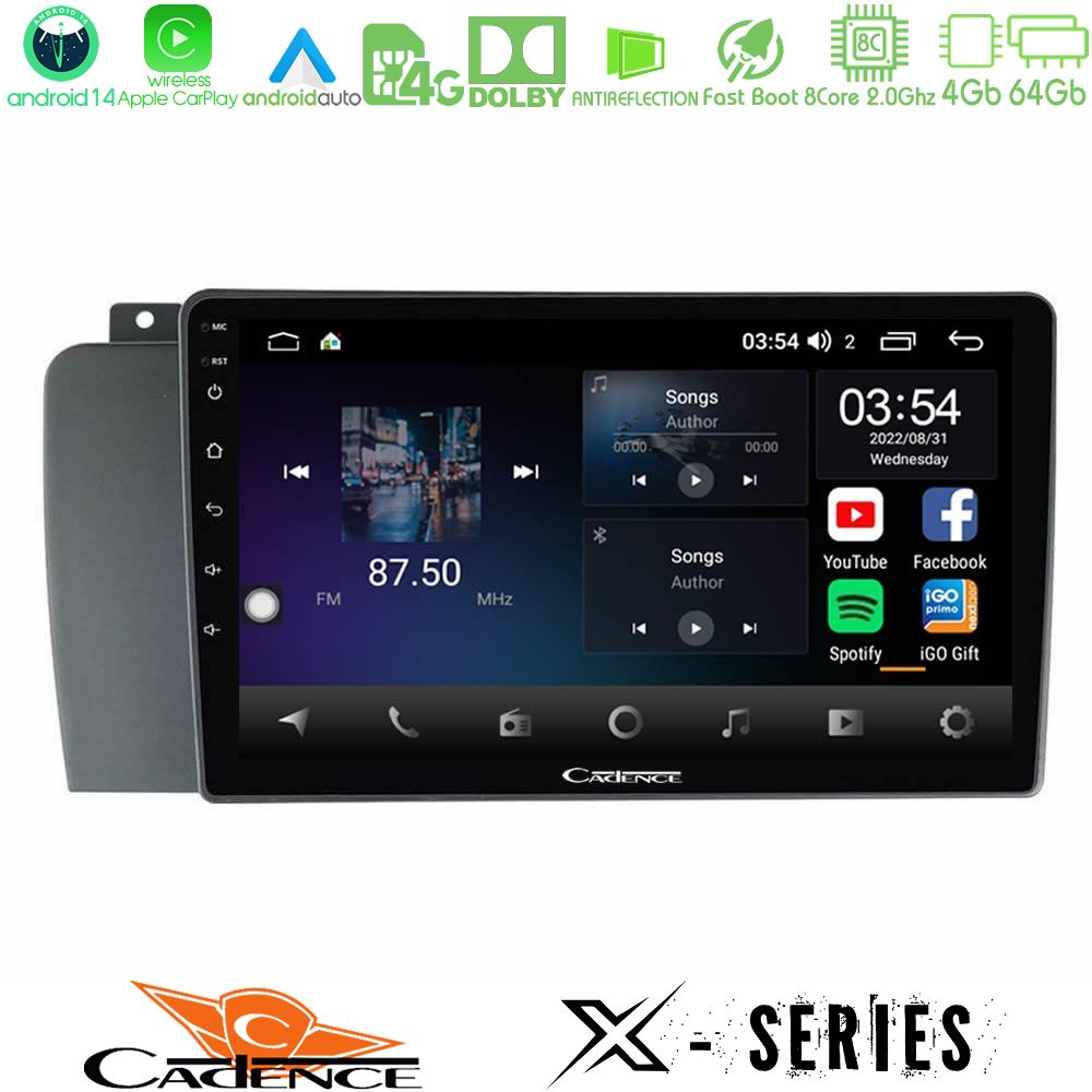 Cadence X Series Volvo S60 2004-2009 8core Android 14 4+64GB Navigation Multimedia Tablet 9