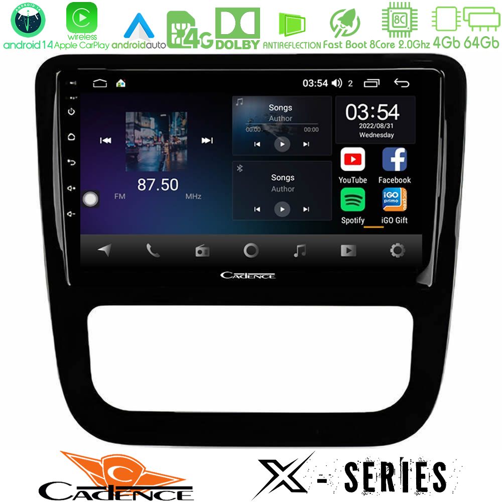 Cadence X Series VW Scirocco 2008-2014 8Core Android 14 4+64GB Navigation Multimedia Tablet 9" (μαύρο γυαλιστερό)