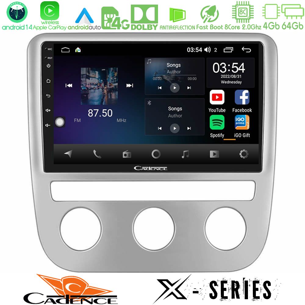 Cadence X Series VW Scirocco / Eos 8Core Android 14 4+64GB Navigation Multimedia Tablet 9"