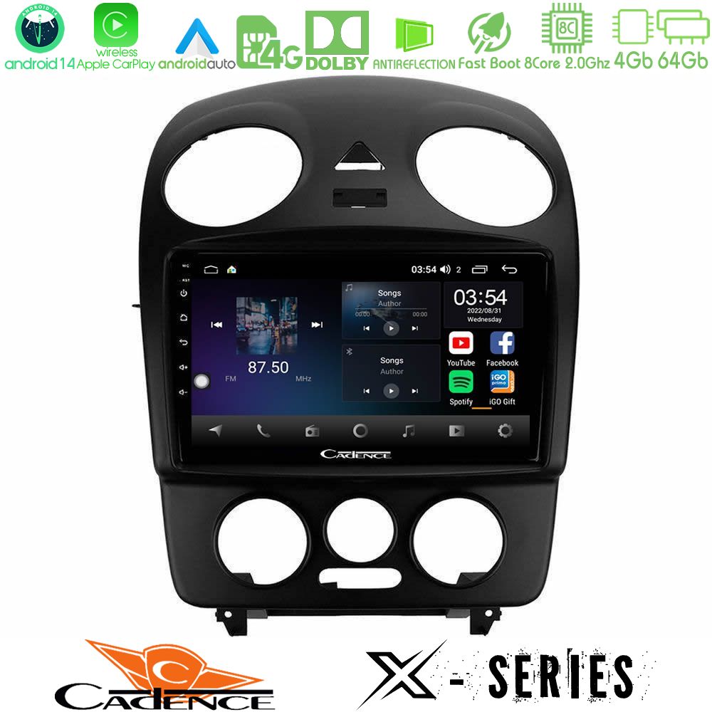 Cadence X Series VW Beetle 8core Android 14 4+64GB Navigation Multimedia Tablet 9"