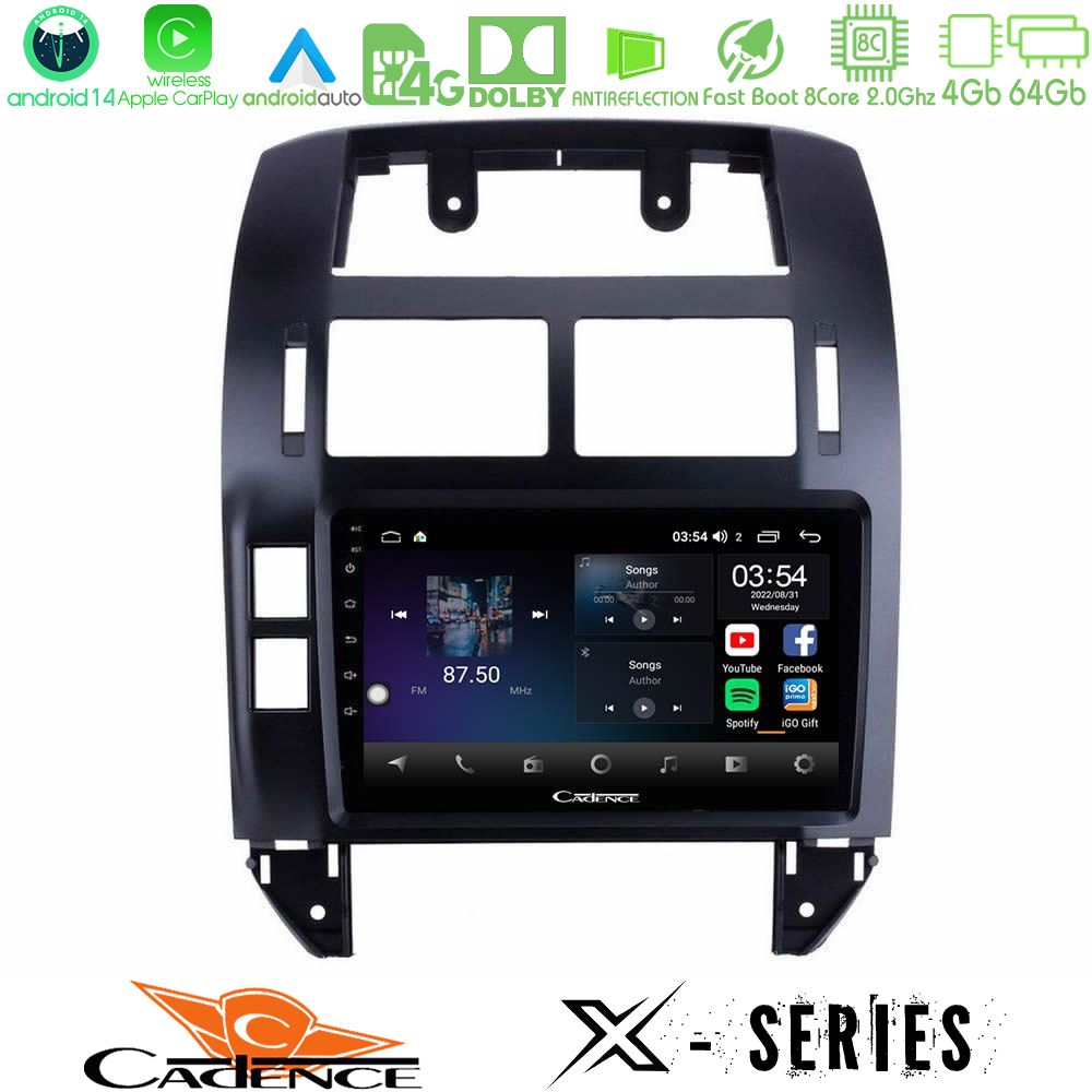 Cadence X Series VW Polo 2002-2009 8core Android 14 4+64GB Navigation Multimedia 9"