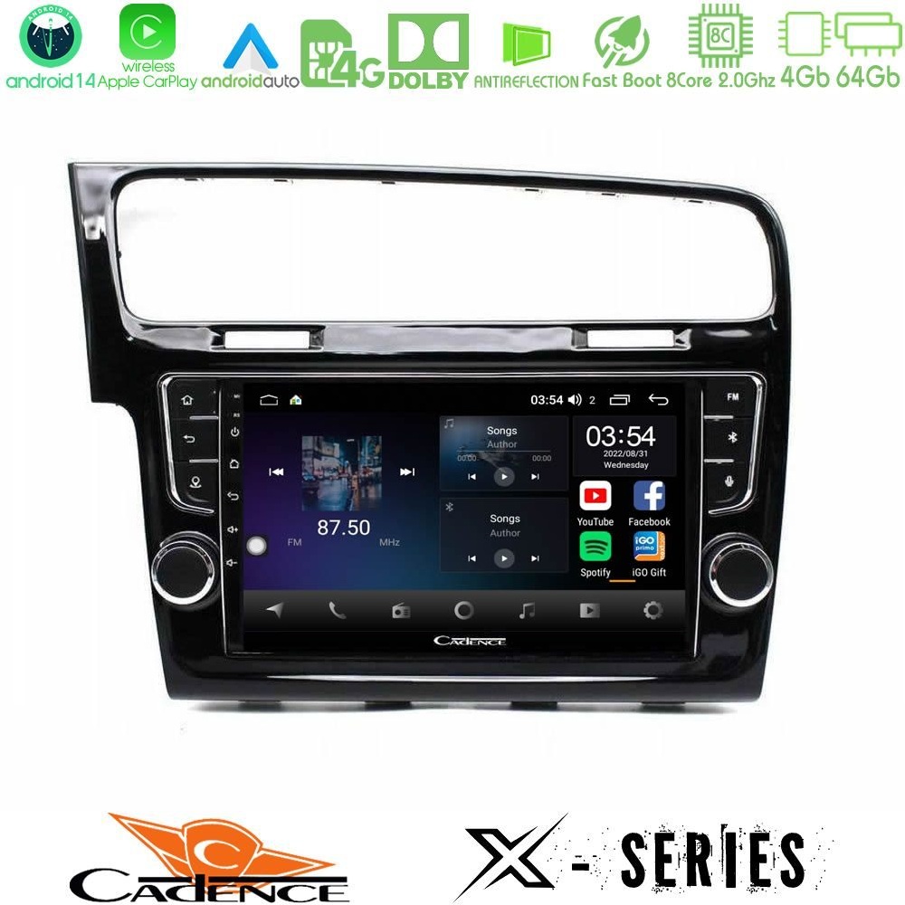 Cadence X Series VW GOLF 7 8core Android 14 4+64GB Navigation Multimedia Tablet 9" (OEM Look)