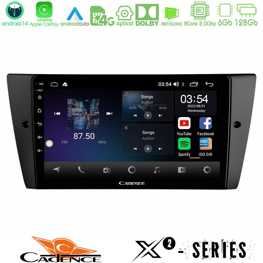 Cadence X2 Series 8Core Android14 6+128GB  BMW 3 Series  2006-2011 Navigation Multimedia Tablet 9"