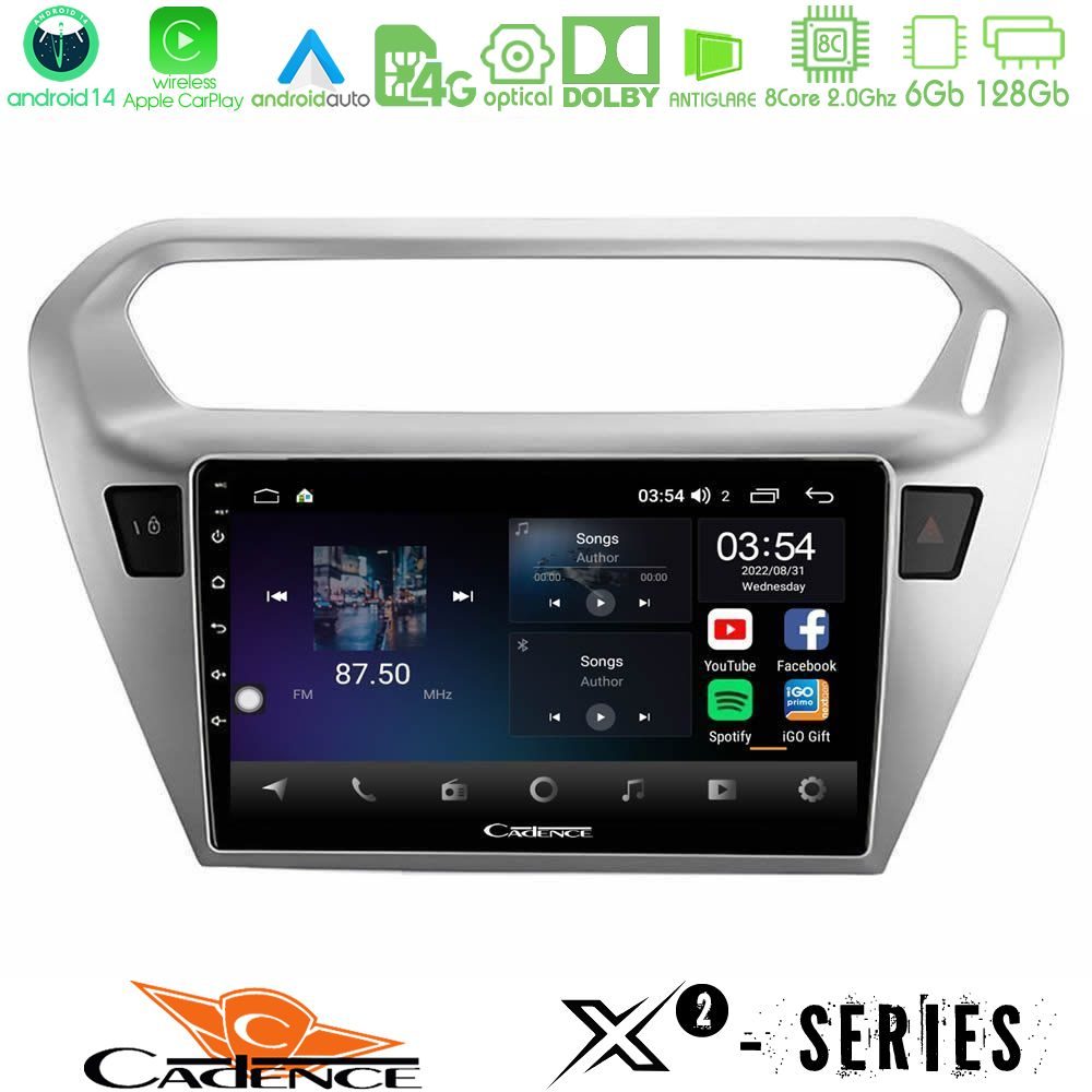Cadence X2 Series 8Core Android14 6+128GB  Citroën C-Elysée / Peugeot 301 Navigation Multimedia Tablet 9"