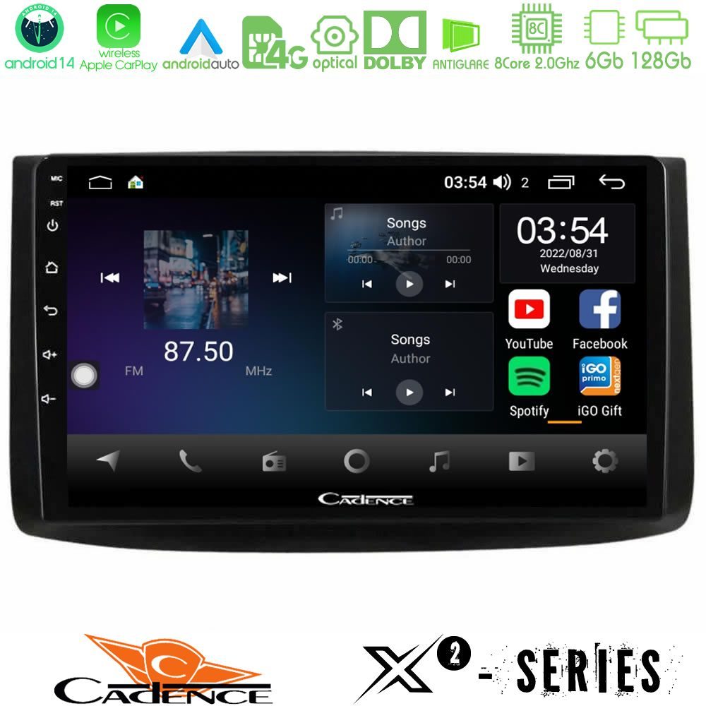 Cadence X2 Series 8Core Android14 6+128GB Chevrolet Aveo 2006-2010 Navigation Multimedia Tablet 9"