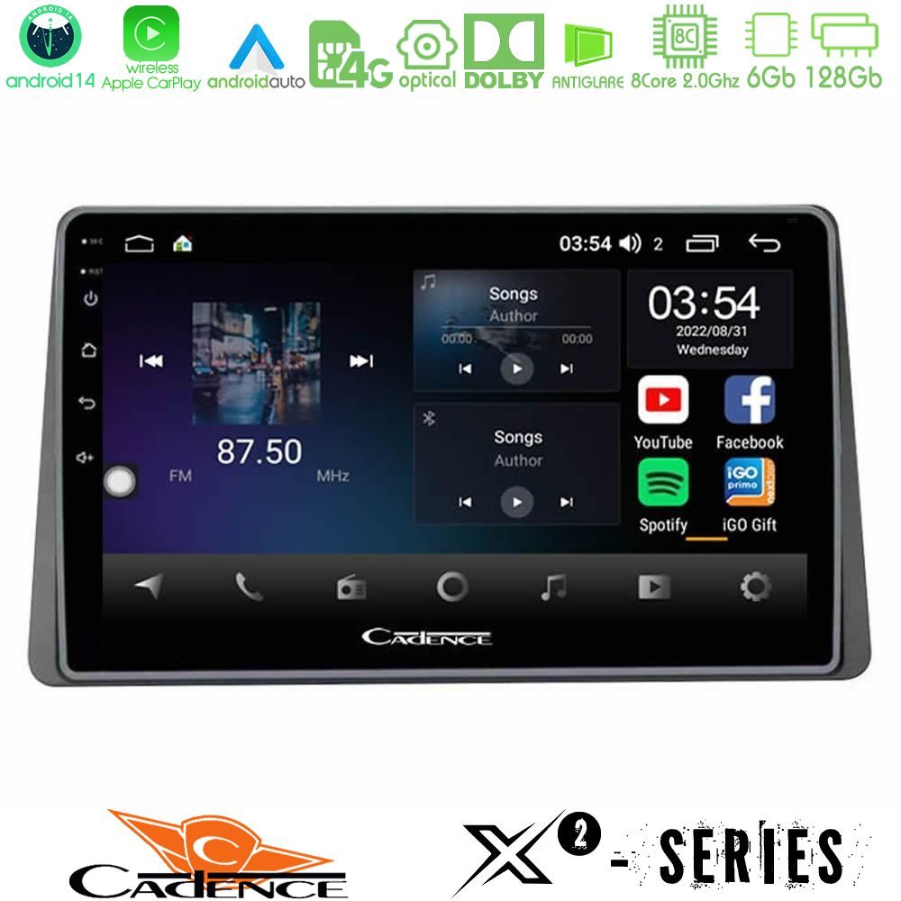 Cadence X2 Series 8Core Android14 6+128GB Dacia Duster 2019-> Navigation Multimedia Tablet 10"