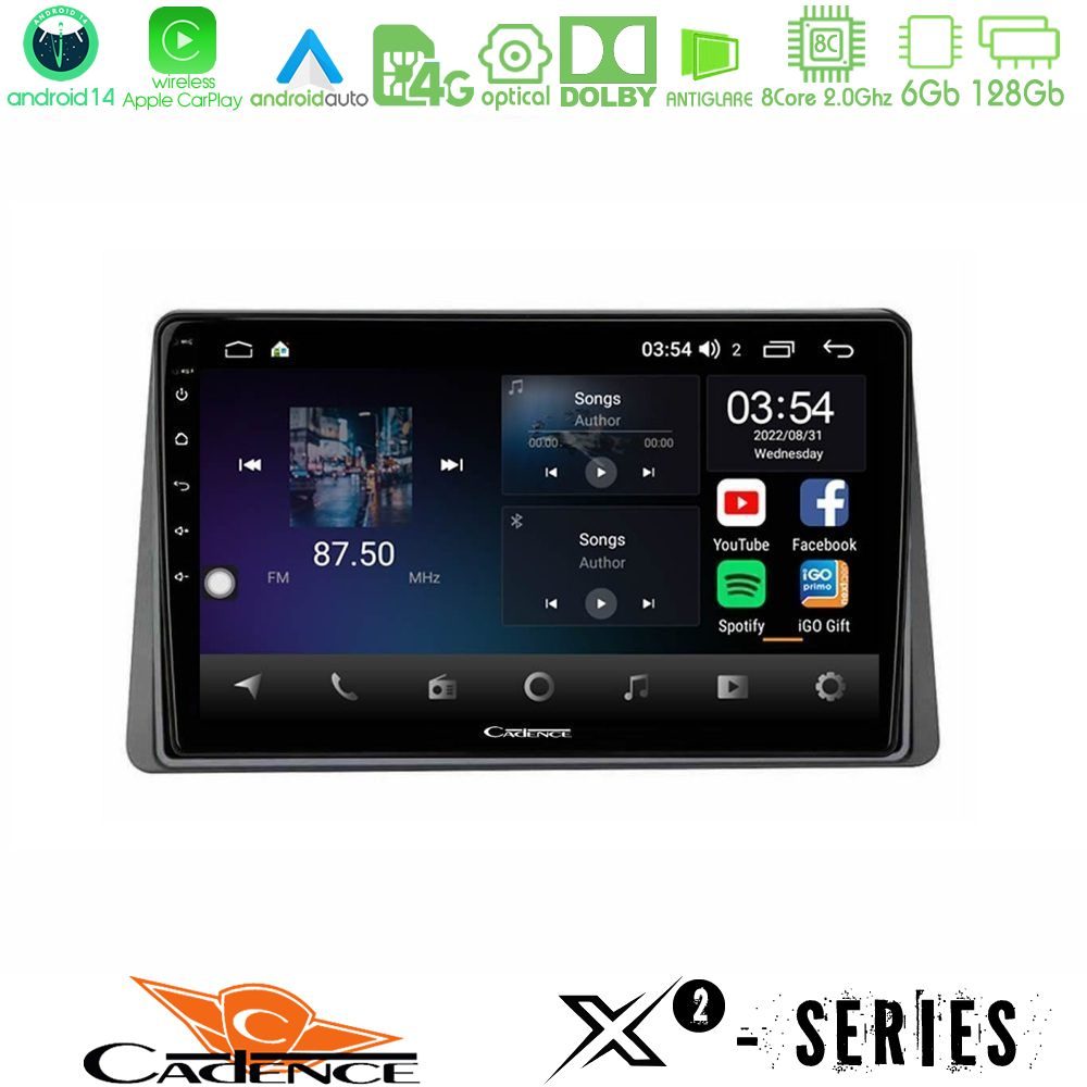 Cadence X2 Series 8Core Android14 6+128GB Renault Arkana 2019-> Navigation Multimedia Tablet 10"