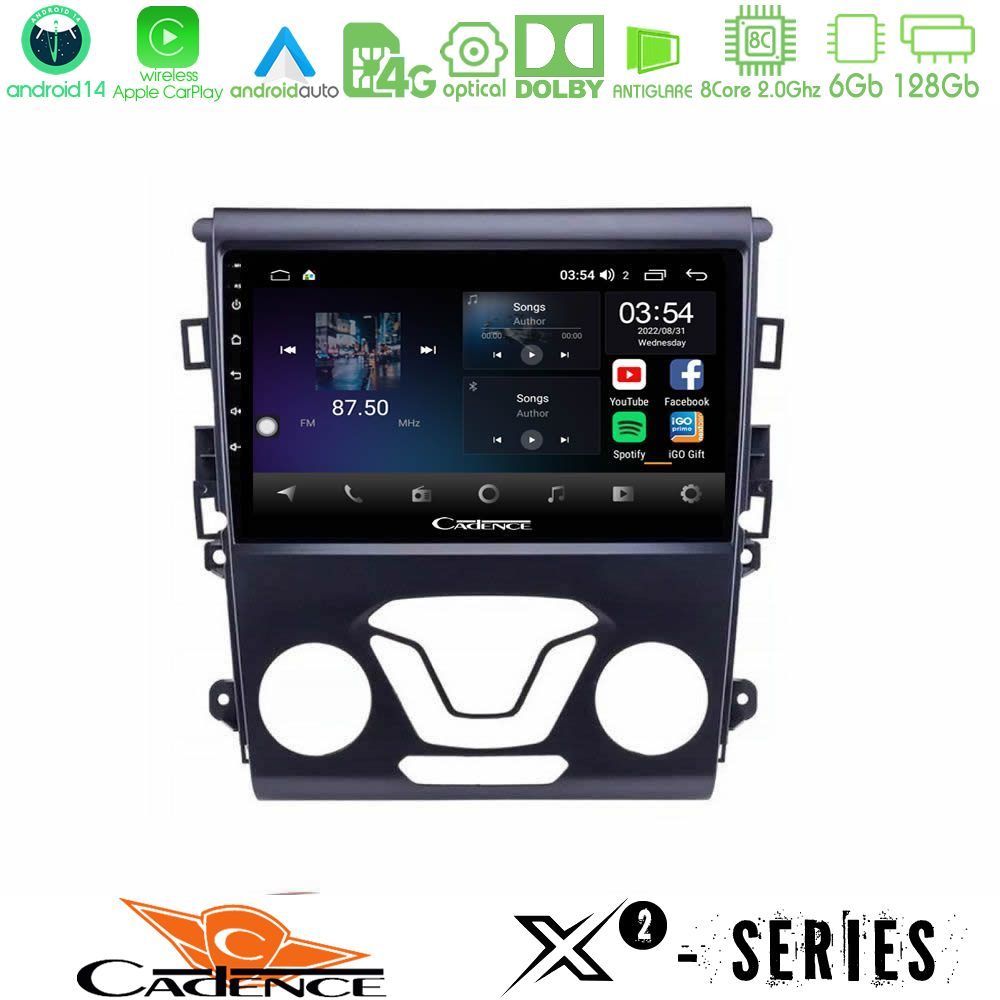 Cadence X2 Series 8Core Android14 6+128GB Ford Mondeo 2014-2017 Navigation Multimedia Tablet 9"