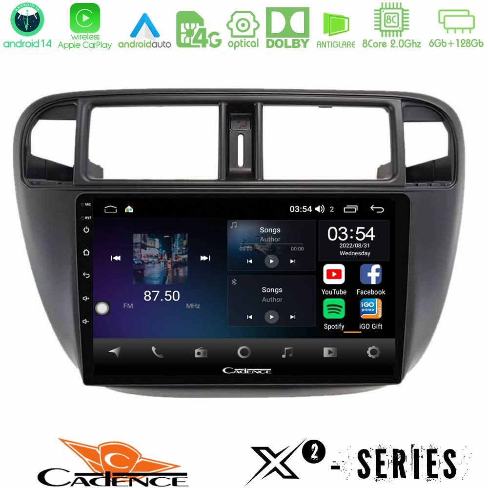 Cadence X2 Series 8Core Android14 6+128GB Honda Civic 1995-2001 Navigation Multimedia Tablet 9"