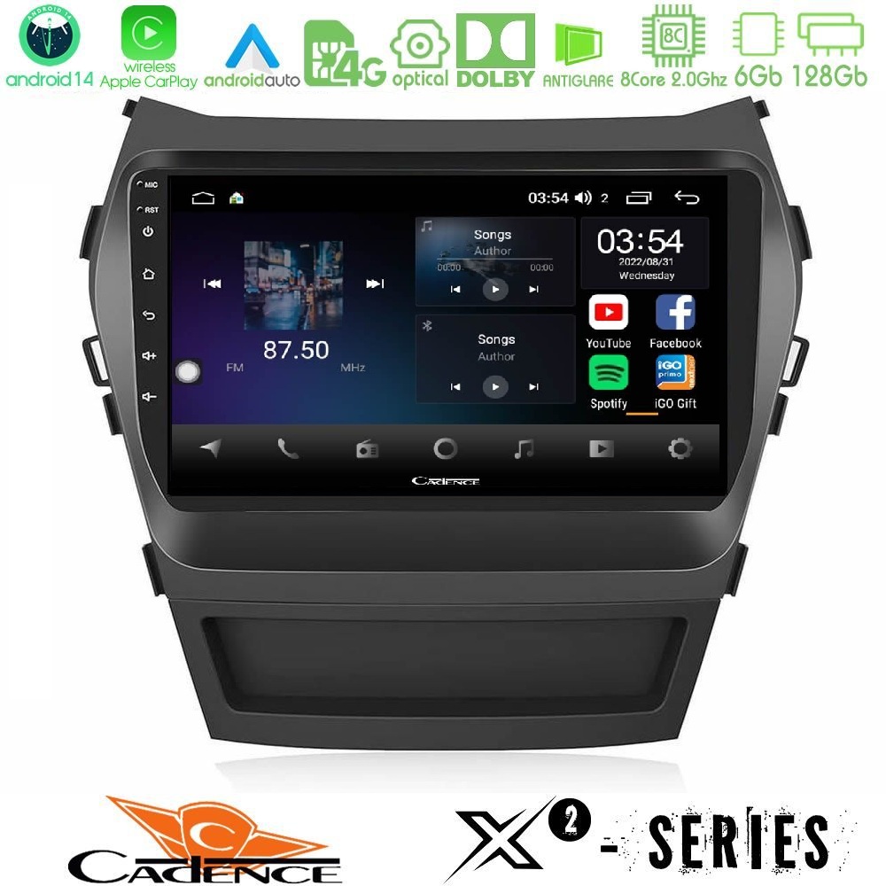Cadence X2 Series 8Core Android14 6+128GB Hyundai iX45 2012-2017 Navigation Multimedia Tablet 9"