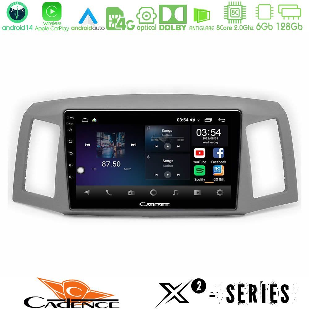 Cadence X2 Series 8Core Android14 6+128GB  Jeep Grand Cherokee 2005-2007 Navigation Multimedia Tablet 10"