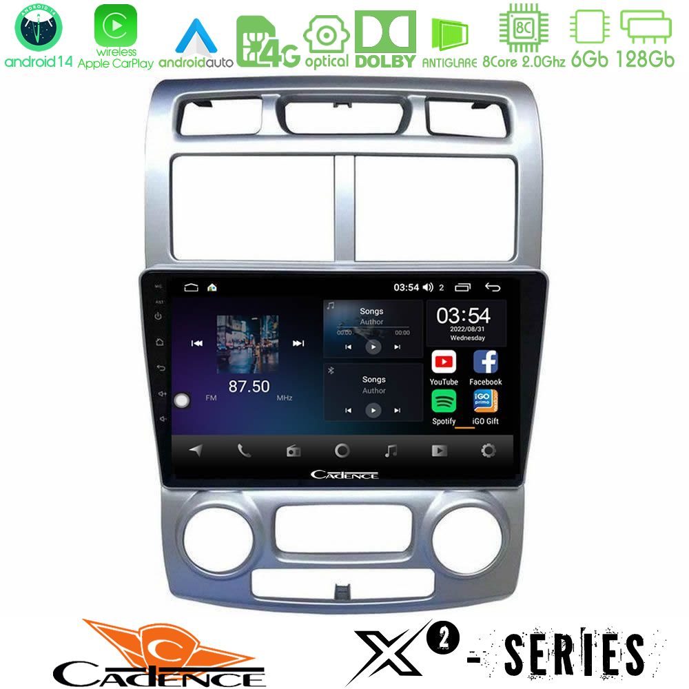 Cadence X2 Series 8Core Android14 6+128GB Kia Sportage 2005-2008 Navigation Multimedia Tablet 9""