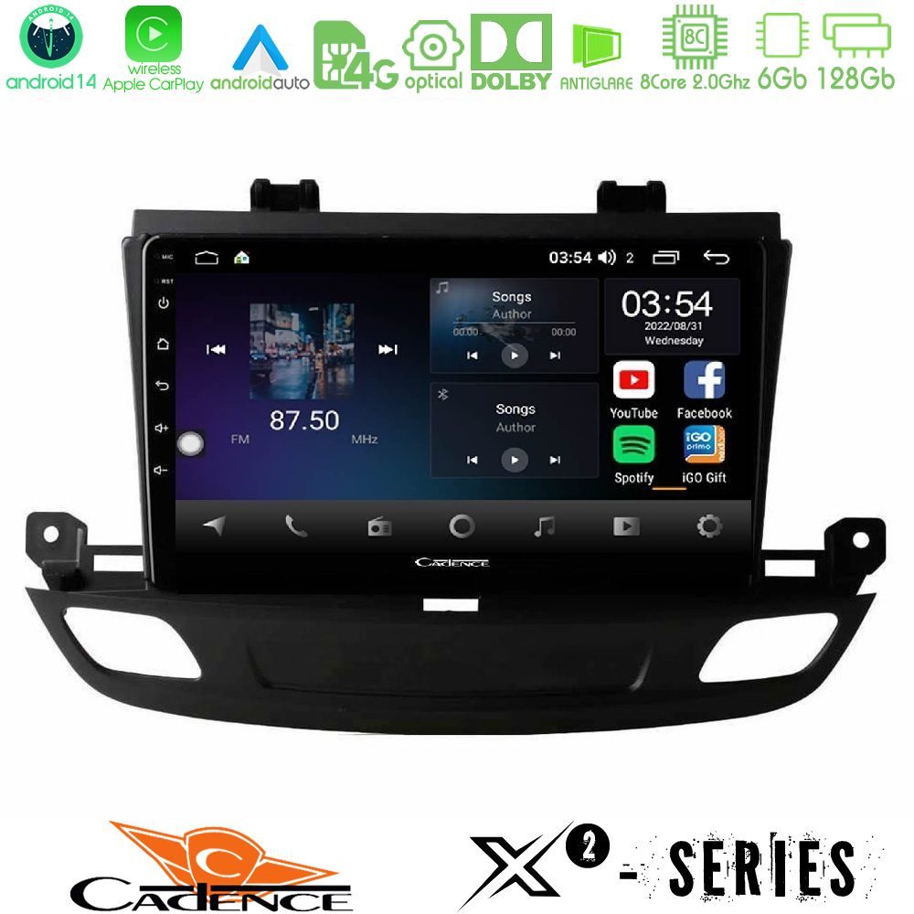 Cadence X2 Series 8Core Android14 6+128GB  Opel Insignia 2 2017-2020 Navigation Multimedia Tablet 9"