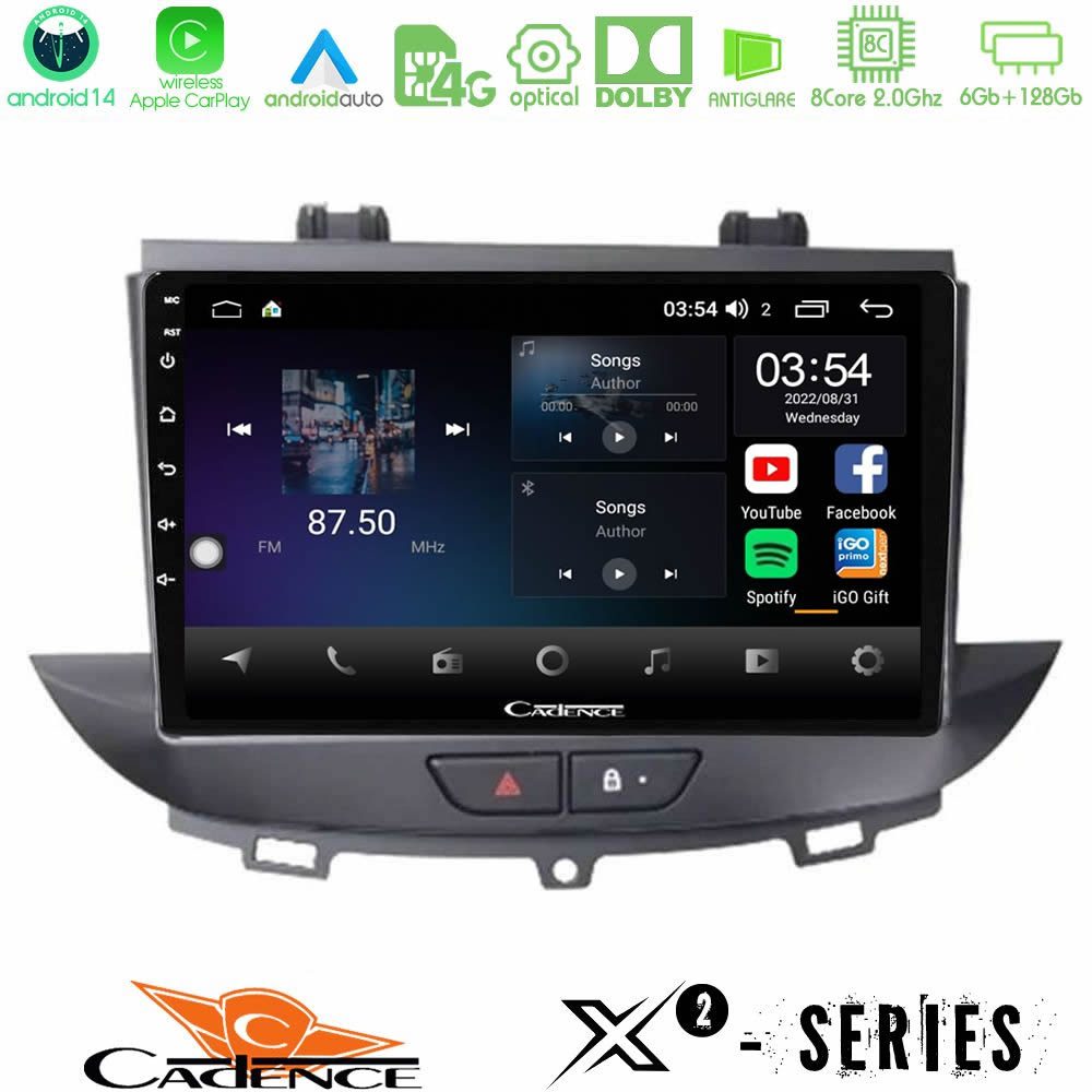 Cadence X2 Series 8Core Android14 6+128GB Opel Grandland/Crossland X Navigation Multimedia Tablet 9"