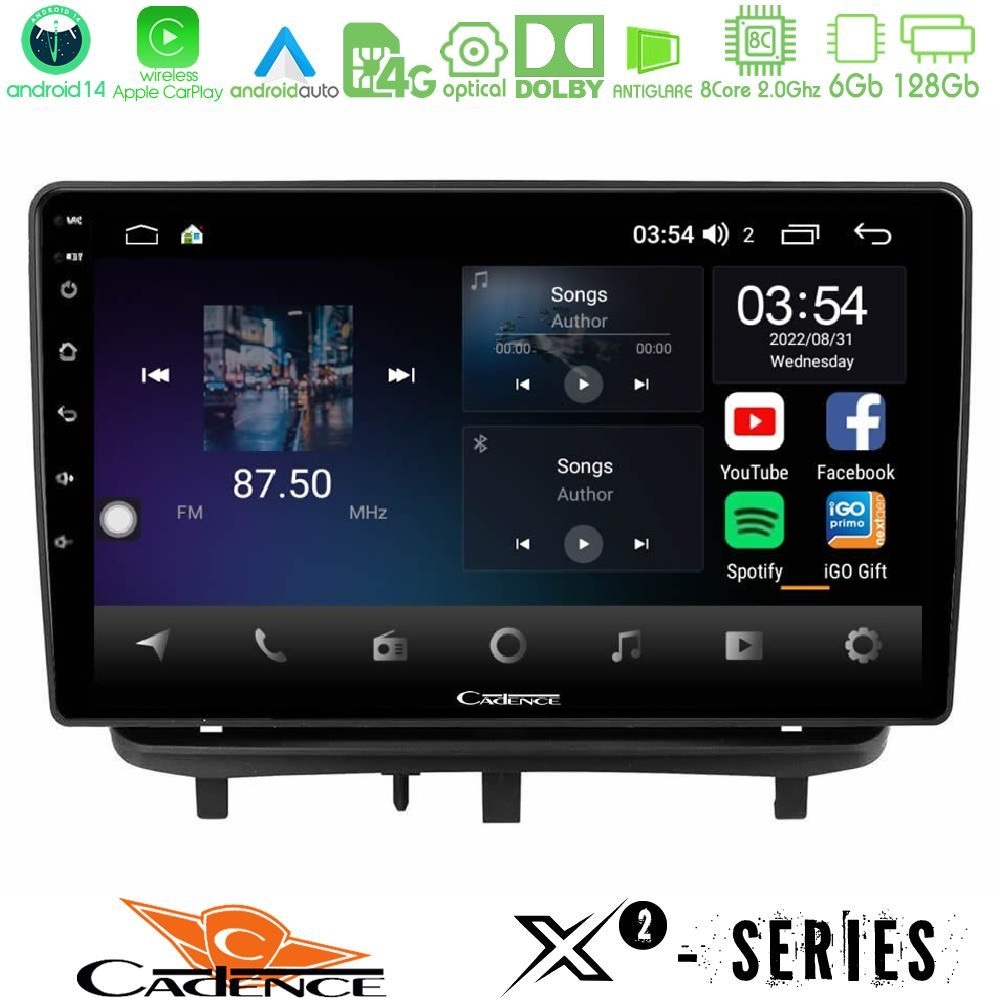 Cadence X2 Series 8Core Android14 6+128GB Opel Corsa D 2006-2014 Navigation Multimedia Tablet 9" (Top Mount)