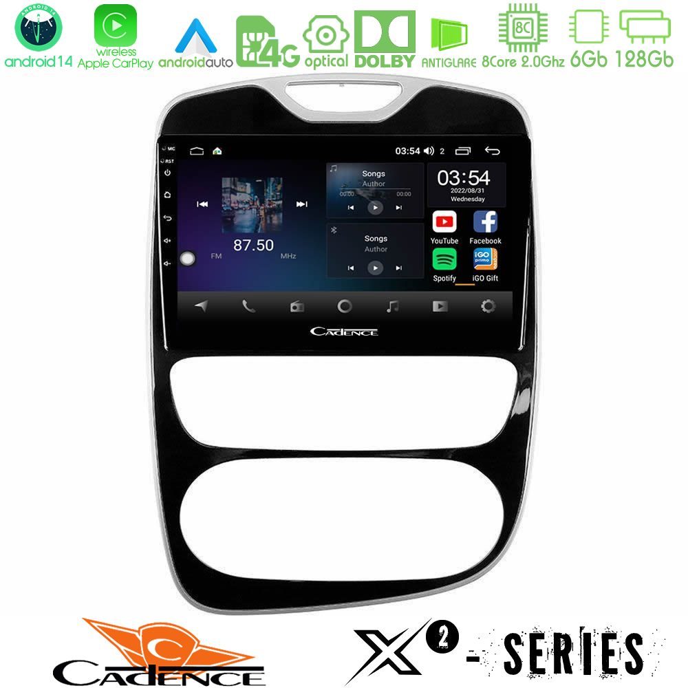 Cadence X2 Series 8Core Android14 6+128GB  Renault Clio 2016-2019 Navigation Multimedia Tablet 10"