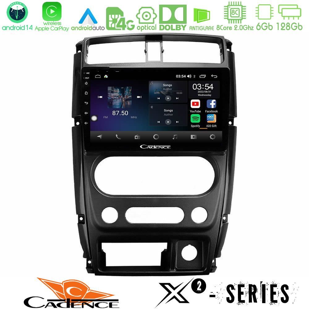Cadence X2 Series 8Core Android14 6+128GB Suzuki Jimny 2007-2017 Navigation Multimedia Tablet 9"