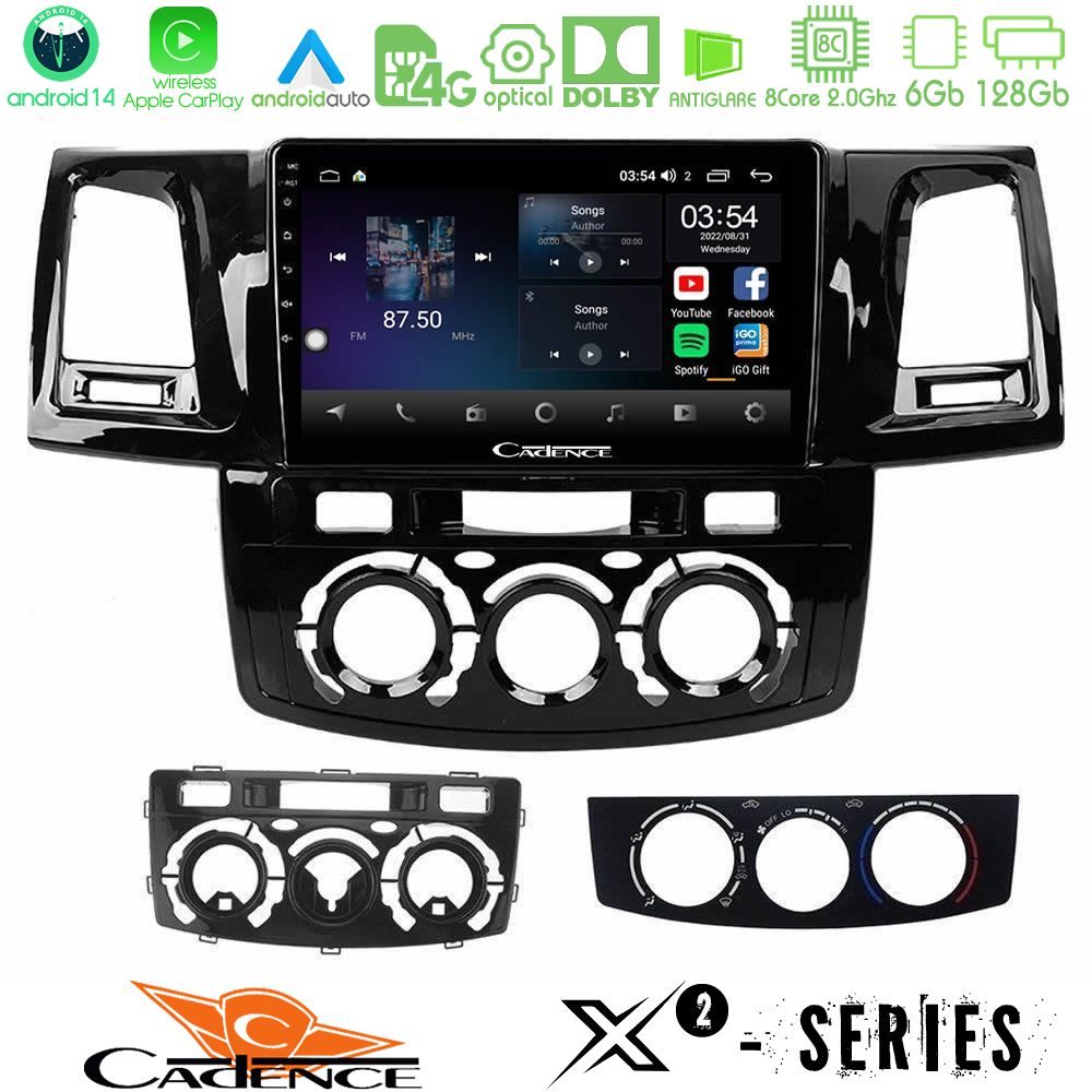 Cadence X2 Series 8Core Android14 6+128GB Toyota Hilux 2007-2016 Navigation Multimedia Tablet 9"