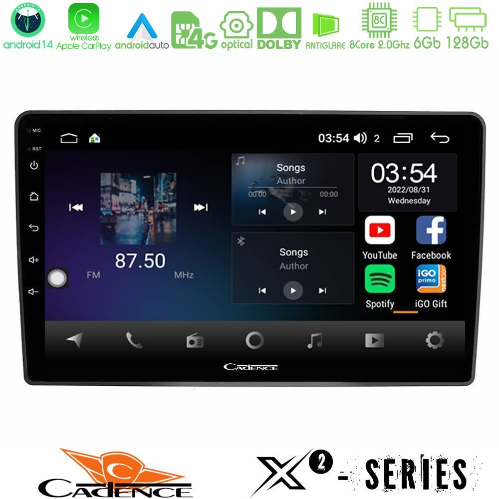 Cadence X2 Series 8Core Android14 6+128GB  VW Passat Navigation Multimedia Tablet 9"