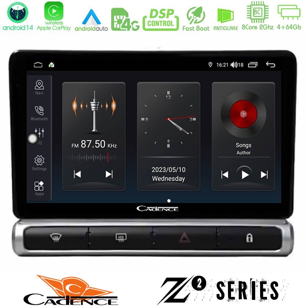 Cadence Z2 Series 8Core Android14 4+64GB Citroen C3 2016-> Navigation Multimedia Tablet 9" Με Carplay & Android Auto