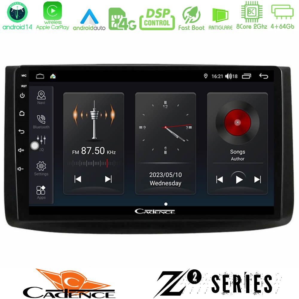 Cadence Z2 Series 8Core Android14 4+64GB Chevrolet Aveo 2006-2010 Navigation Multimedia Tablet 9" Με Carplay & Android Auto