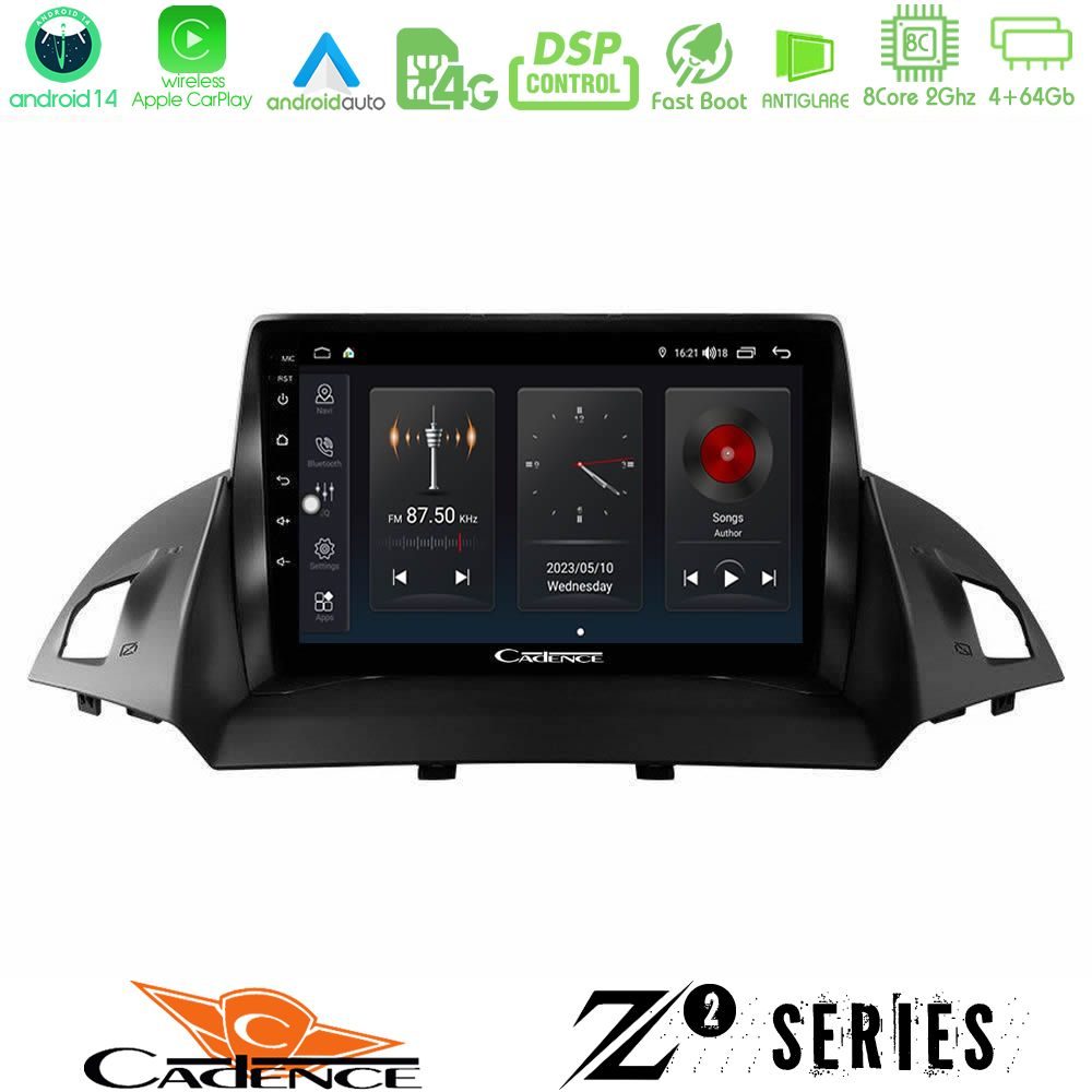 Cadence Z2 Series 8Core Android14 4+64GB  Ford C-Max/Kuga Navigation Multimedia Tablet 9" Με Carplay & Android Auto