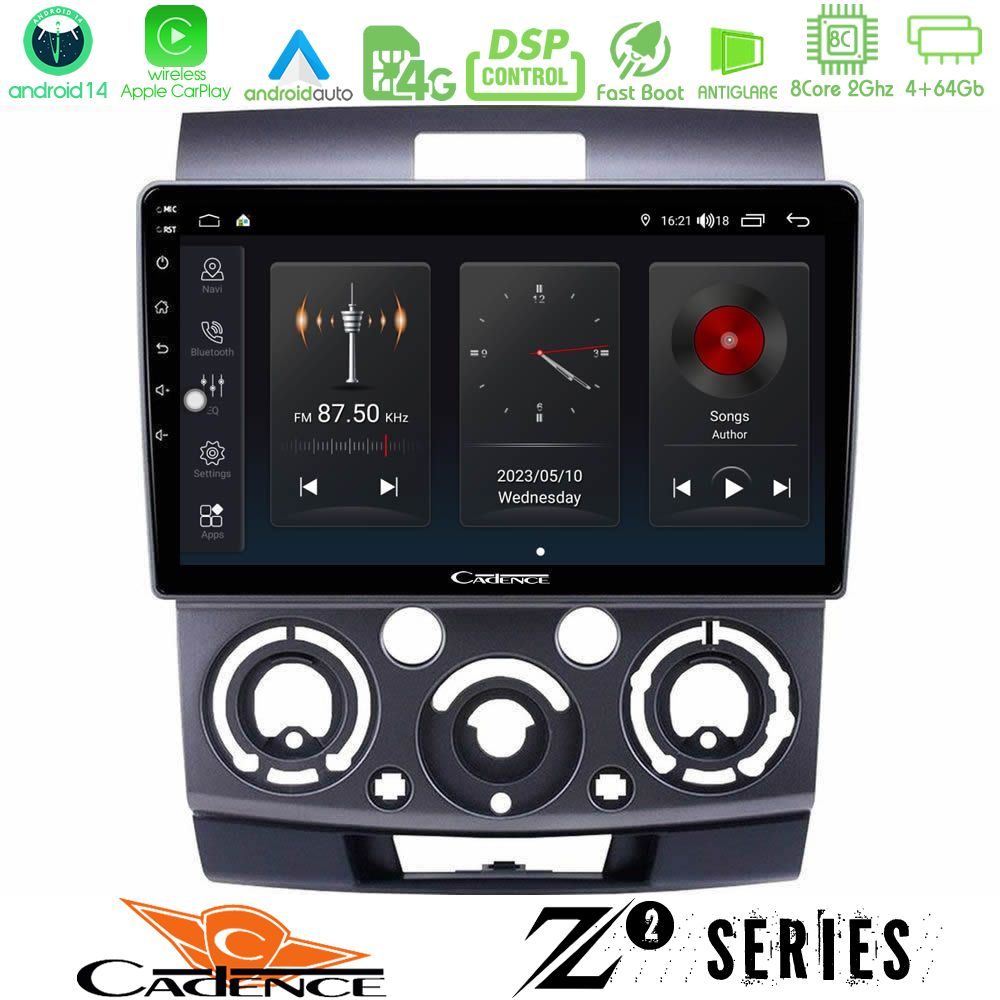 Cadence Z2 Series 8Core Android14 4+64GB  Ford Ranger/Mazda BT50 Navigation Multimedia Tablet 9" Με Carplay & Android Auto