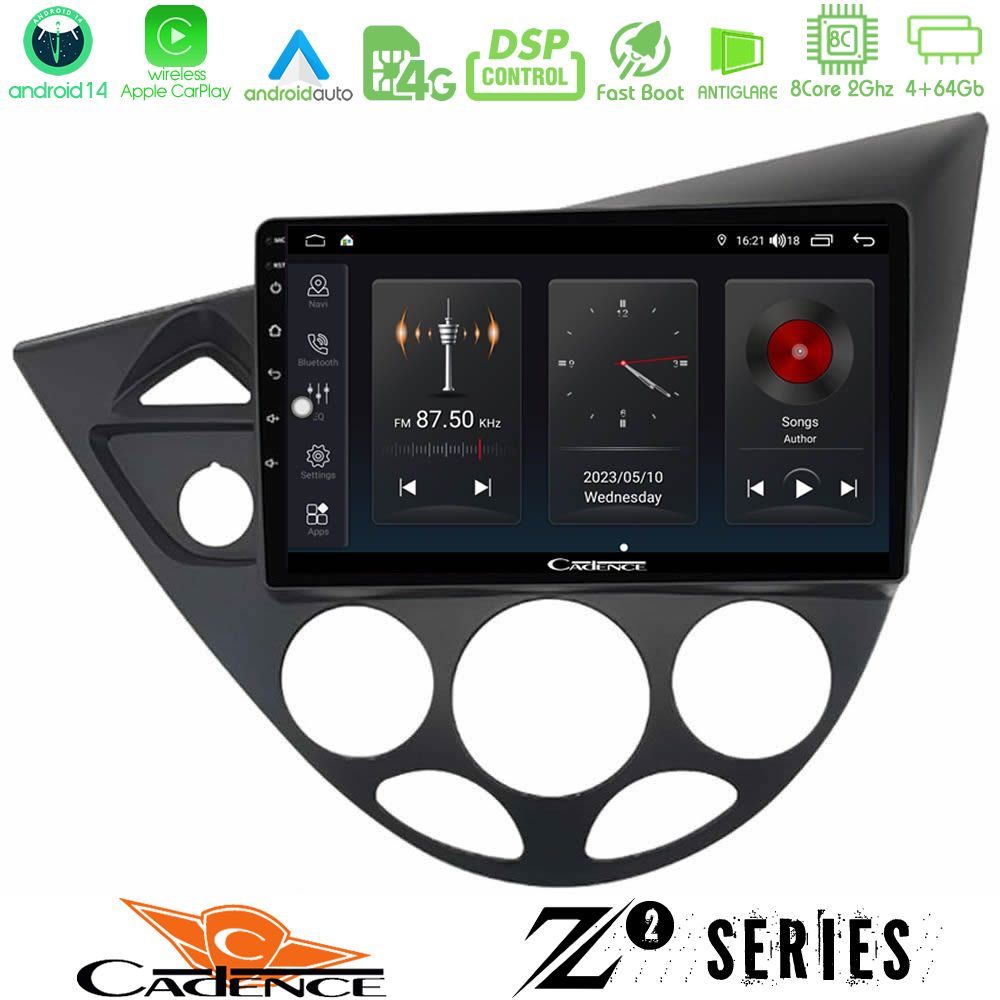 Cadence Z2 Series 8Core Android14 4+64GB  Ford Focus 1999-2004 Navigation Multimedia Tablet 9" Με Carplay & Android Auto