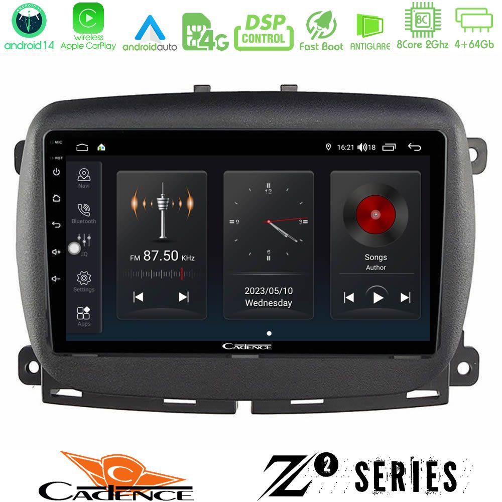 Cadence Z2 Series 8Core Android14 4+64GB  Fiat 500L Navigation Multimedia Tablet 10" Με Carplay & Android Auto