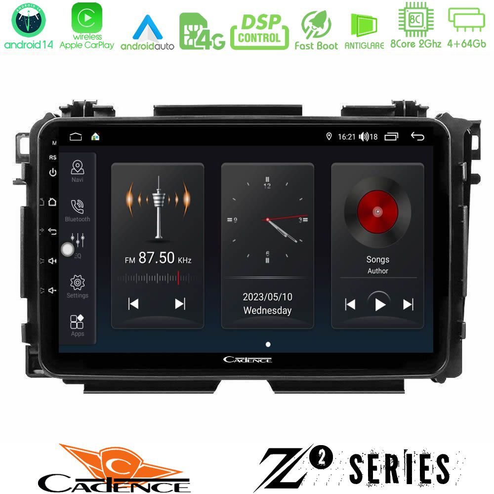 Cadence Z2 Series 8Core Android14 4+64GB  Honda HR-V Navigation Multimedia Tablet 9" Με Carplay & Android Auto
