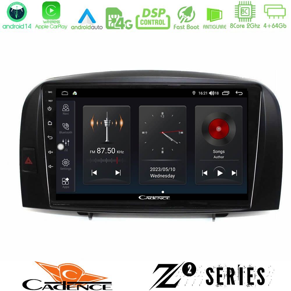 Cadence Z2 Series 8Core Android14 4+64GB Hyundai Sonata 2005-2009 Navigation Multimedia Tablet 10" Με Carplay & Android Auto