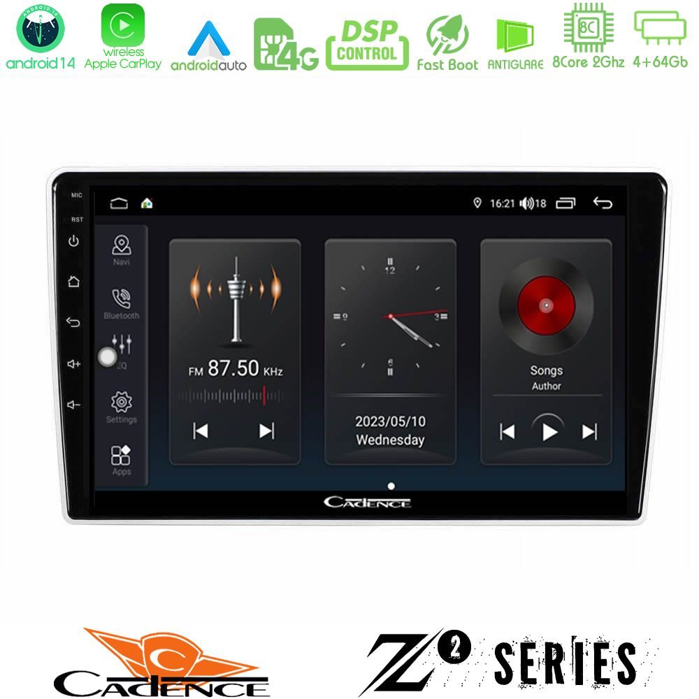 Cadence Z2 Series 8Core Android14 4+64GB  Kia Sportage 2005-2008 Navigation Multimedia Tablet 9" Με Carplay & Android Auto Με Carplay & Android Auto