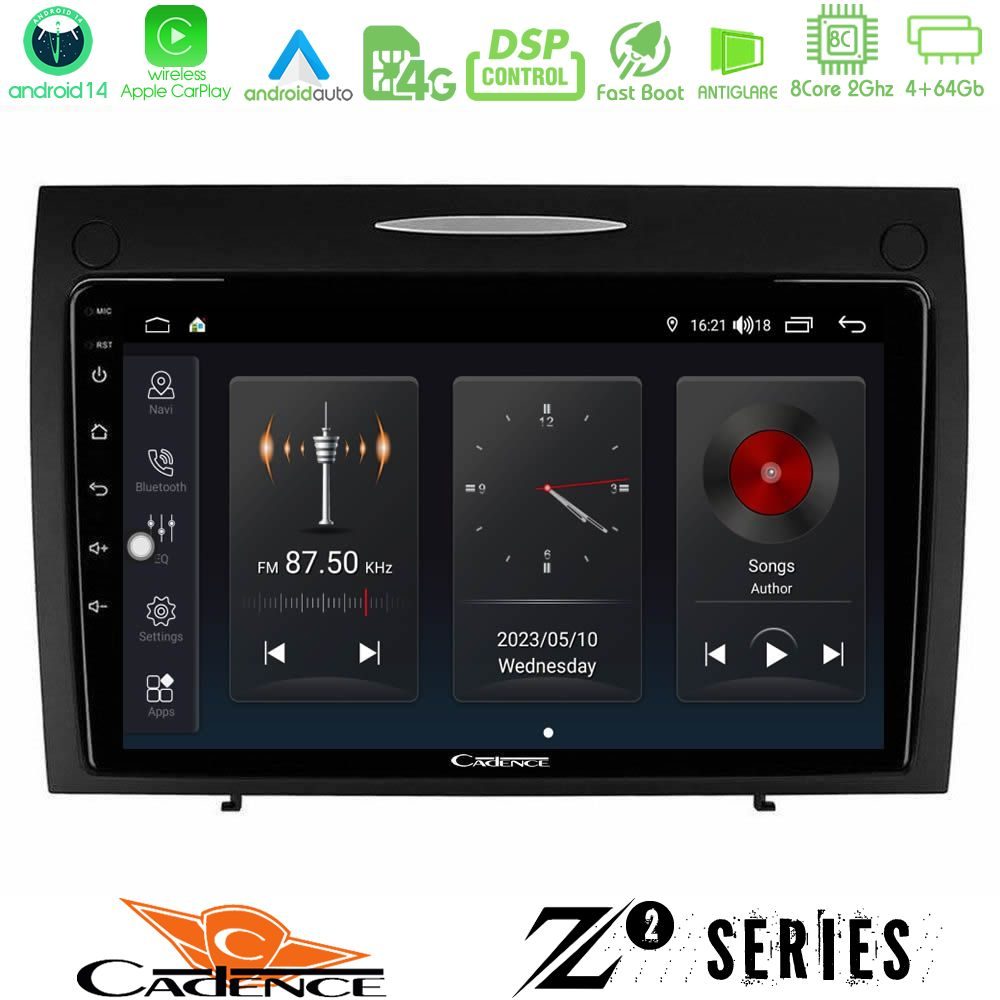 Cadence Z2 Series 8Core Android14 4+64GB  Mercedes SLK Class Navigation Multimedia Tablet 9" Με Carplay & Android Auto