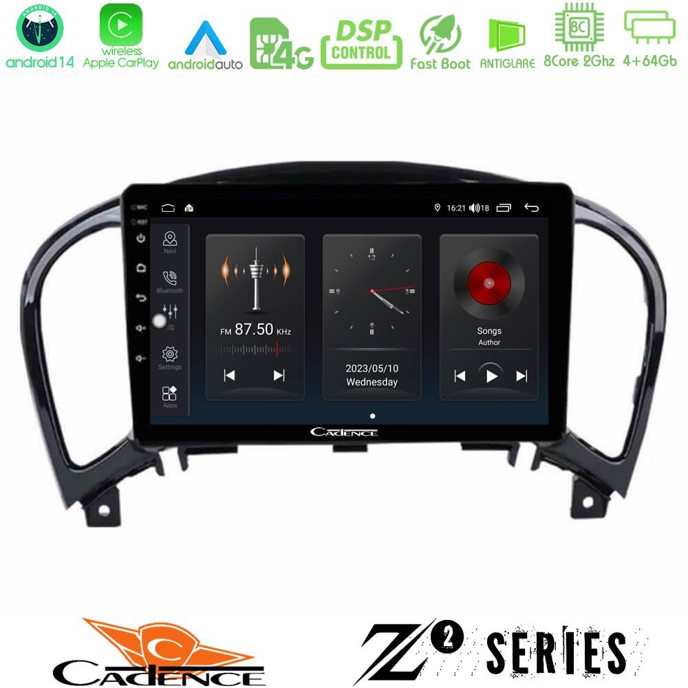Cadence Z2 Series 8Core Android14 4+64GB  Nissan Juke Navigation Multimedia Tablet 9" Με Carplay & Android Auto