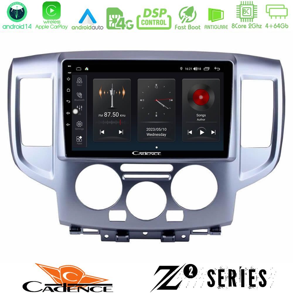 Cadence Z2 Series 8Core Android14 4+64GB  Nissan NV200 Navigation Multimedia Tablet 9" Με Carplay & Android Auto
