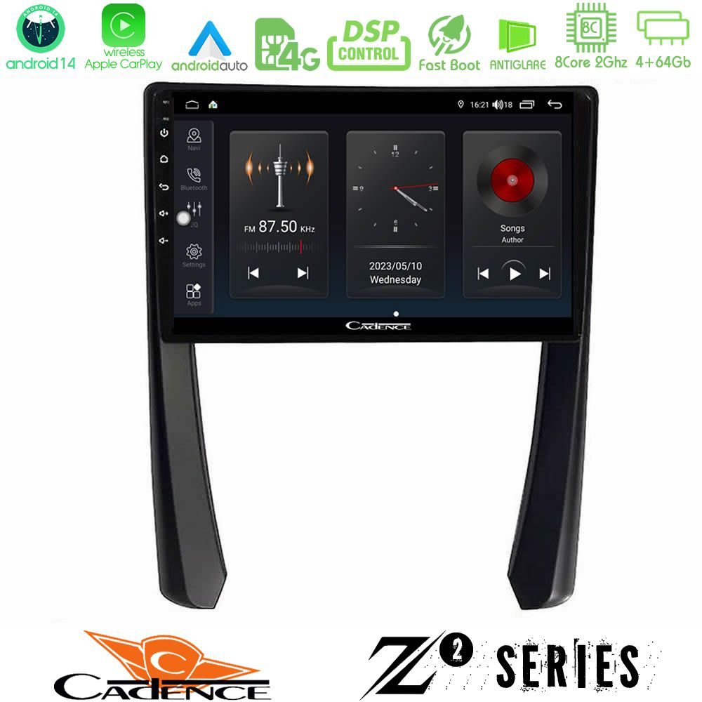 Cadence Z2 Series 8Core Android14 4+64GB  Porsche 911/Cayman/Boxster Navigation Multimedia Tablet 9" Με Carplay & Android Auto