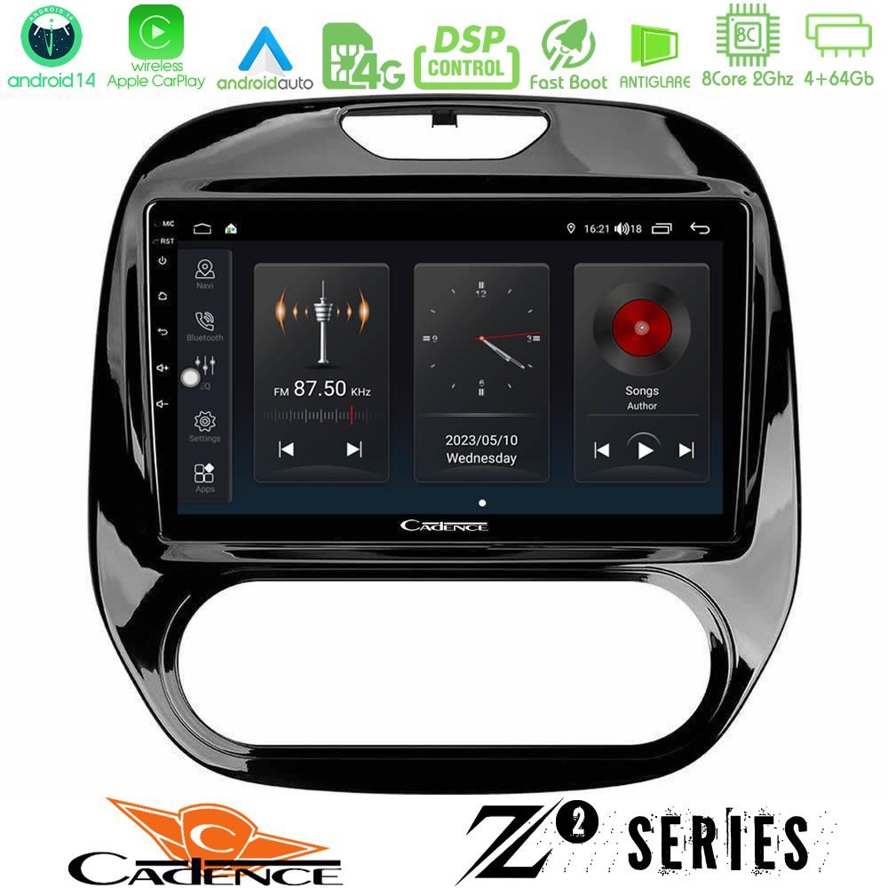 Cadence Z2 Series 8Core Android14 4+64GB  Renault Captur 2013-2019 (Manual AC) Navigation Multimedia Tablet 9" Με Carplay & Android Auto