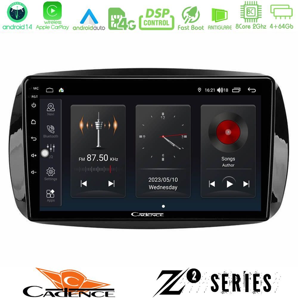 Cadence Z2 Series 8Core Android14 4+64GB  Smart 453 Navigation Multimedia Tablet 9" Με Carplay & Android Auto