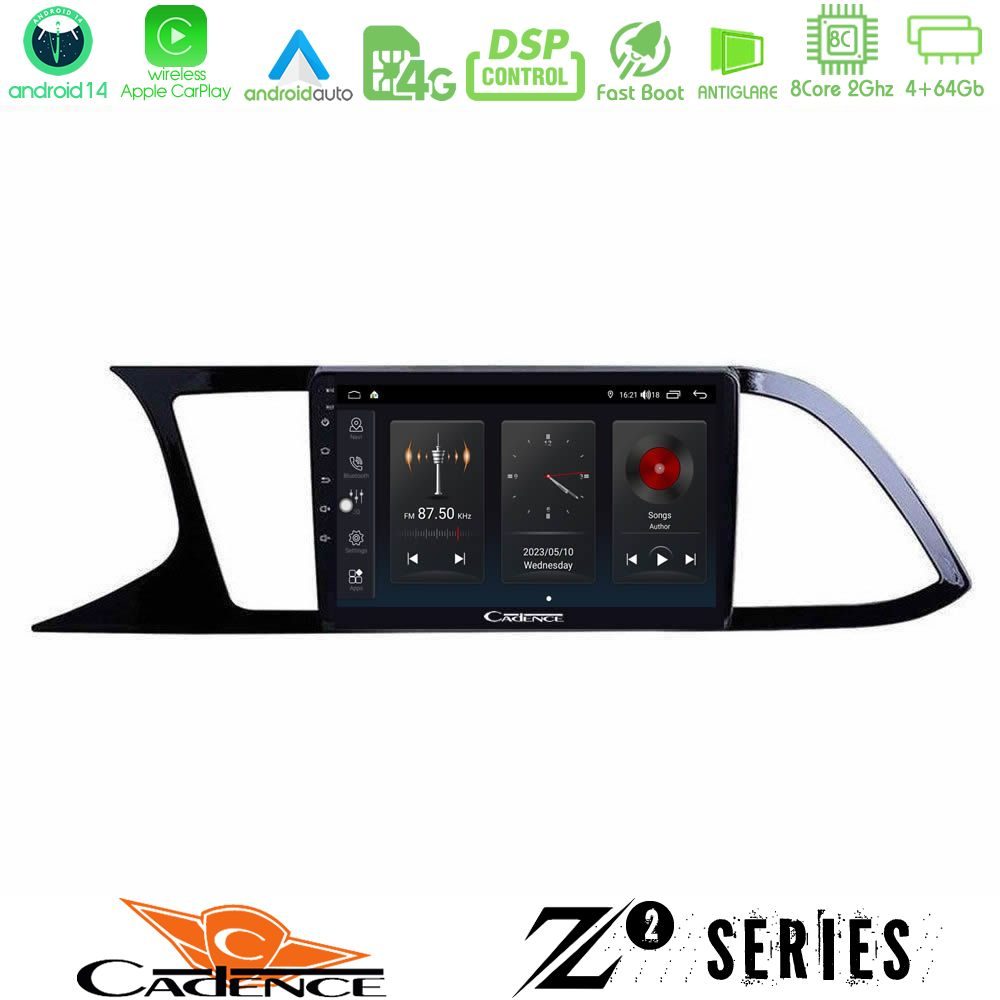 Cadence Z2 Series 8Core Android14 4+64GB  Seat Leon 2013 – 2019 Navigation Multimedia Tablet 9" Με Carplay & Android Auto