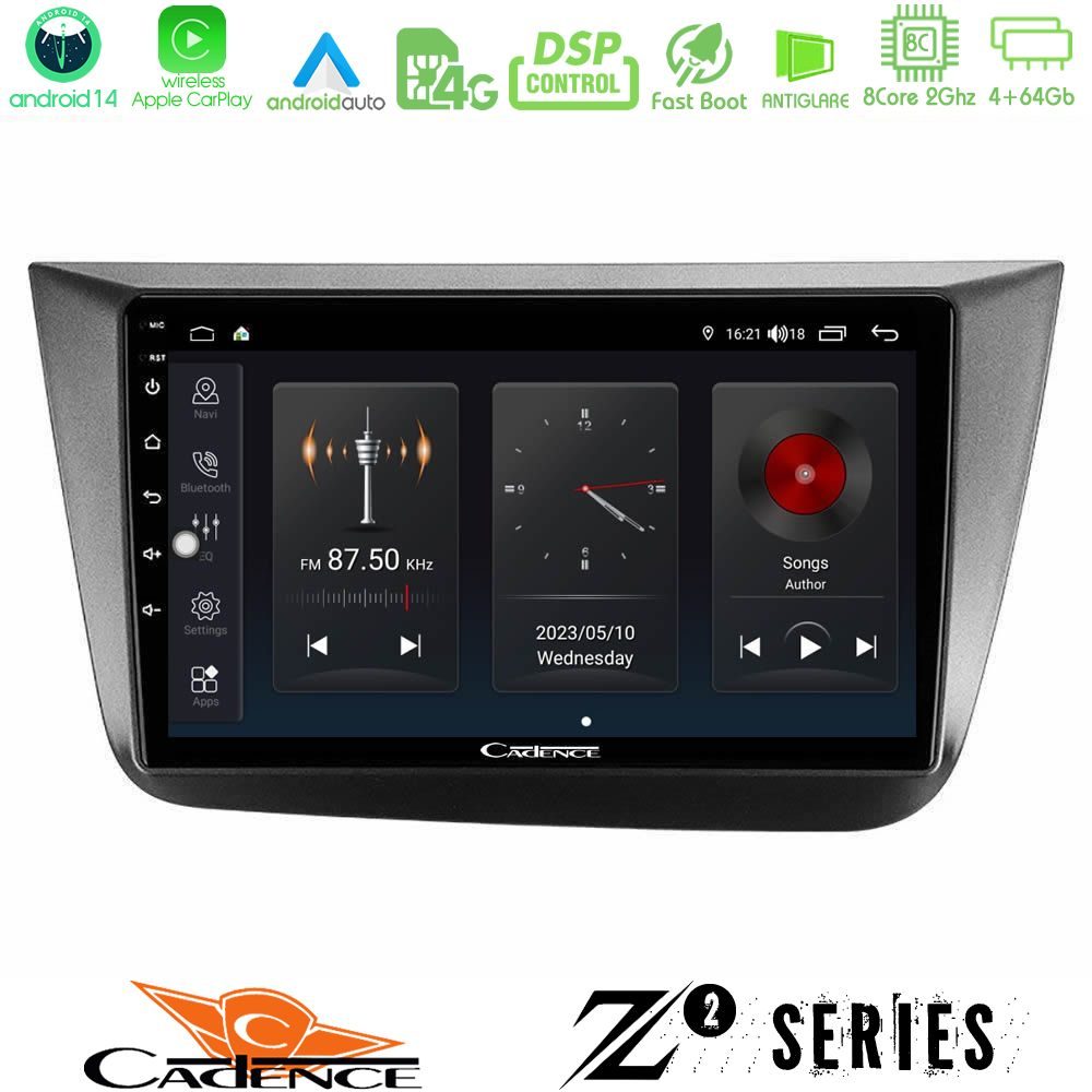 Cadence Z2 Series 8Core Android14 4+64GB  Seat Altea 2004-2015 Navigation Multimedia Tablet 9" Με Carplay & Android Auto