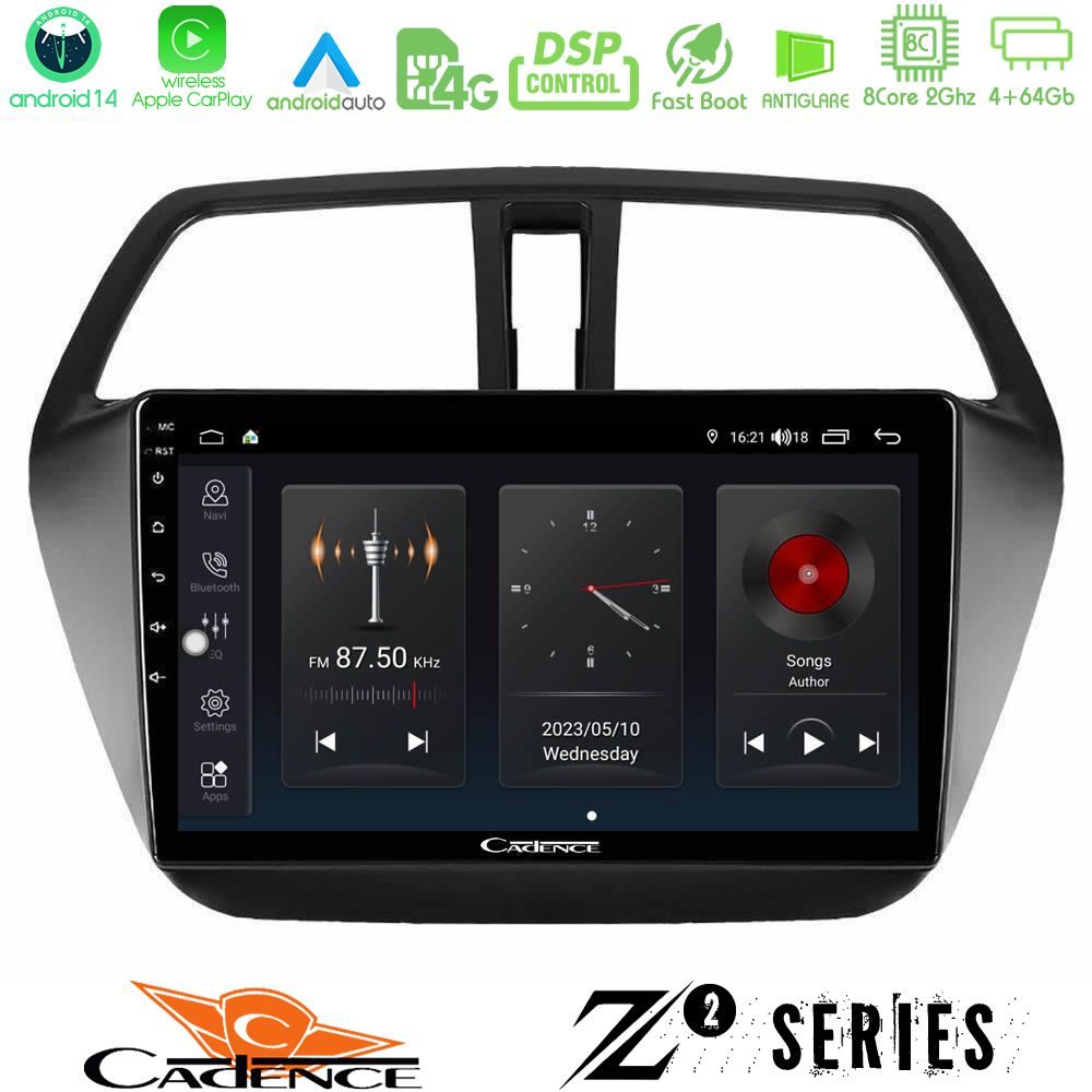 Cadence Z2 Series 8Core Android14 4+64GB  Suzuki SX4 S-Cross Navigation Multimedia Tablet 9" Με Carplay & Android Auto