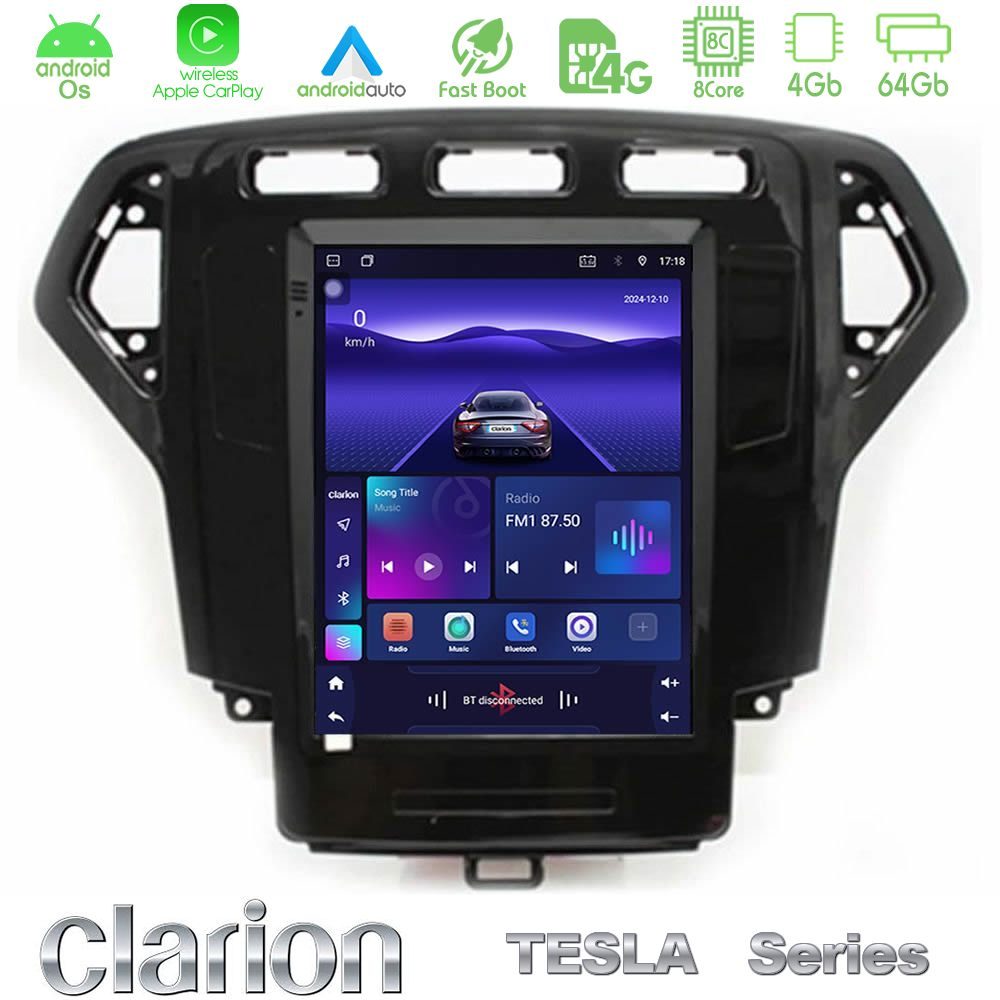Clarion GL300 Tesla Series Android OS 8Core 4+64GB Ford Mondeo 2007-2010 AUTO A/C Navigation Multimedia Tablet 9.7" ( Μαύρο Χρώμα)