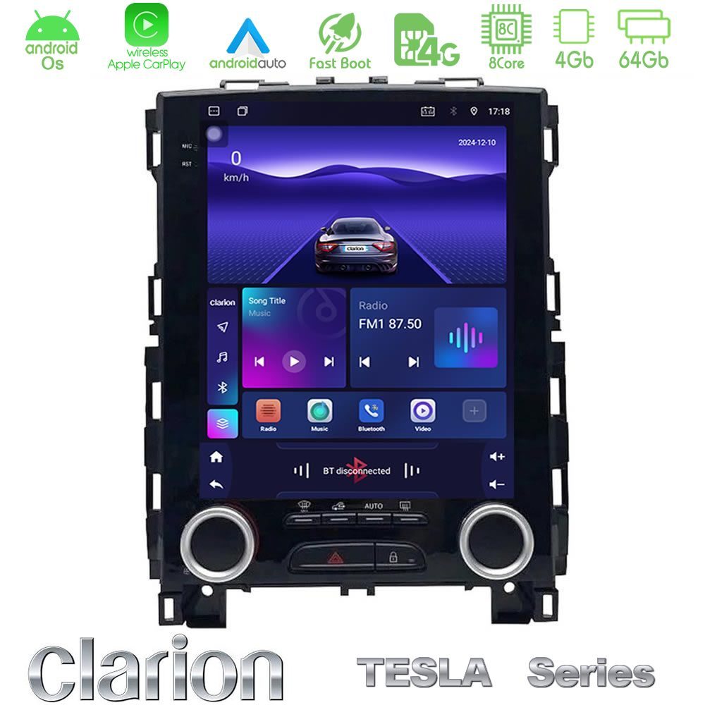 Clarion GL300 Tesla Series Android OS 8Core 4+64GB Renault Megane 4 Navigation Multimedia Tablet 9.7