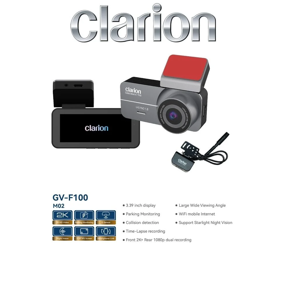 Clarion Καταγραφικό Υψηλής ανάλυσης Εμπρός-Πίσω GV-F100 M02