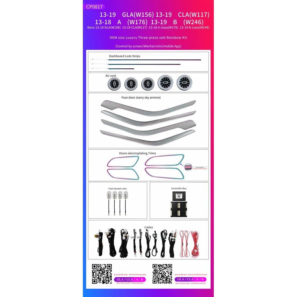 Ατμοσφαιρικός Φωτισμός Mercedes A (W176) | B (W246) | CLA (W117) | GLA (W156) Ambient Light Kit OEM 1:1