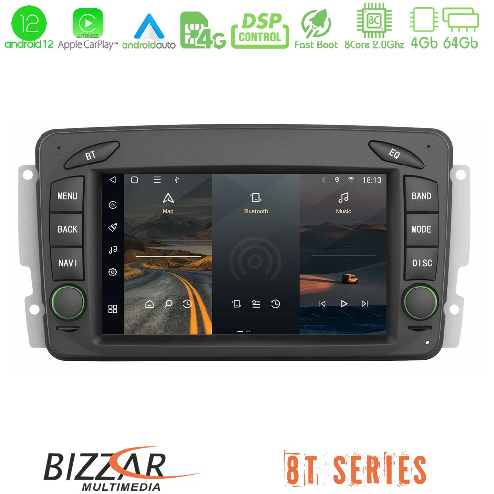 Bizzar OEM Mercedes C Class/CLK Class (W203/W209) 8core Android12 4+64GB Navigation Multimedia Deckless 7" με Carplay/AndroidAuto Bizzar OEM Mercedes C Class/CLK Class (W203/W209) 8core Android12 4+64GB Navigation Multimedia Deckless 7" με Carplay/AndroidAuto