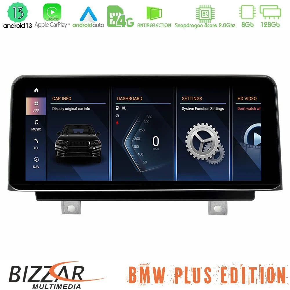 Bizzar Plus Edition BMW 3er/4er(F30/F32) NBT Android13 (8+128GB) Navigation Multimedia 10.25" HD Anti-Glare Blue Ray