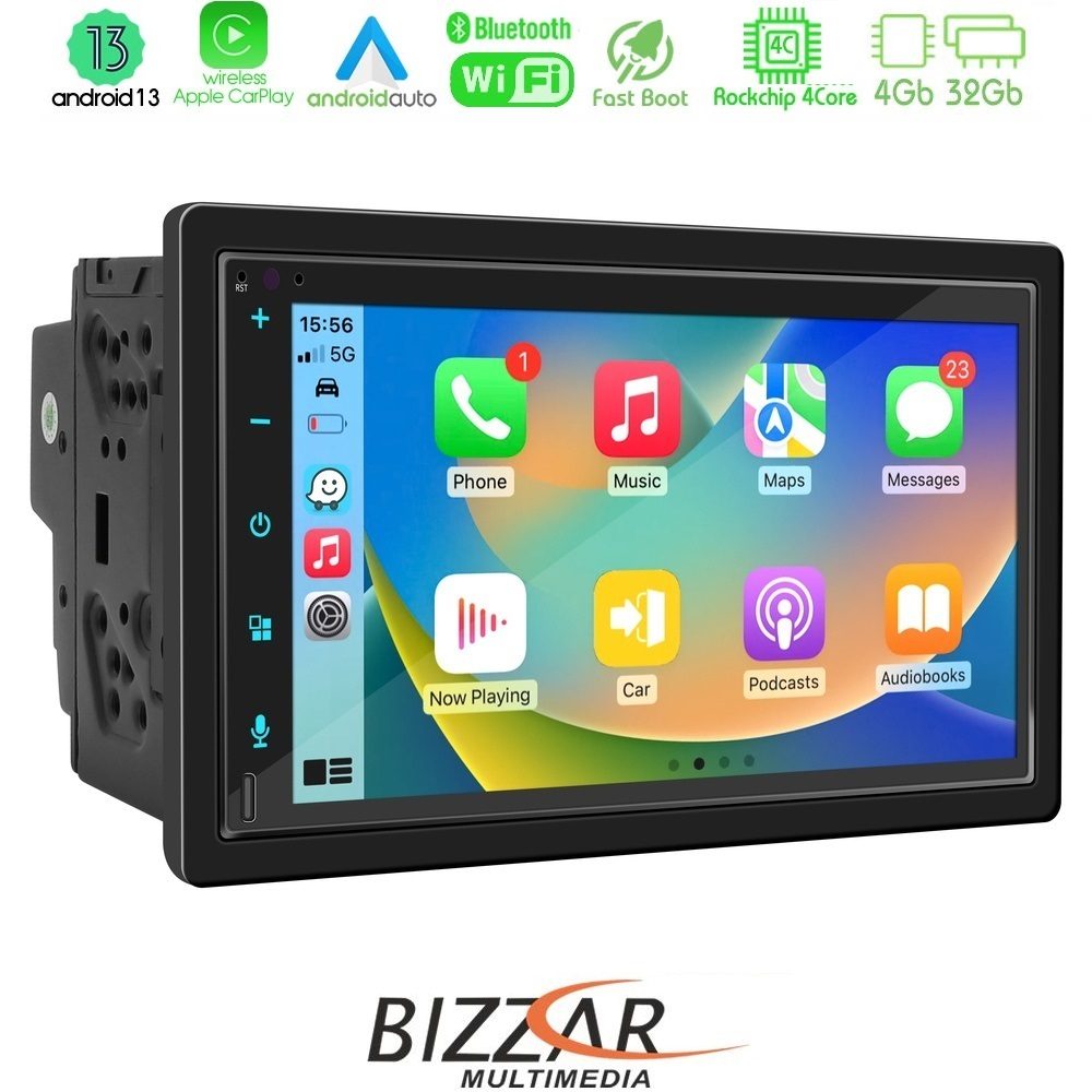 Bizzar 2DIN Deck 4core Android13 4+32GB Navigation Multimedia Deckless 6.9" με Carplay/AndroidAuto