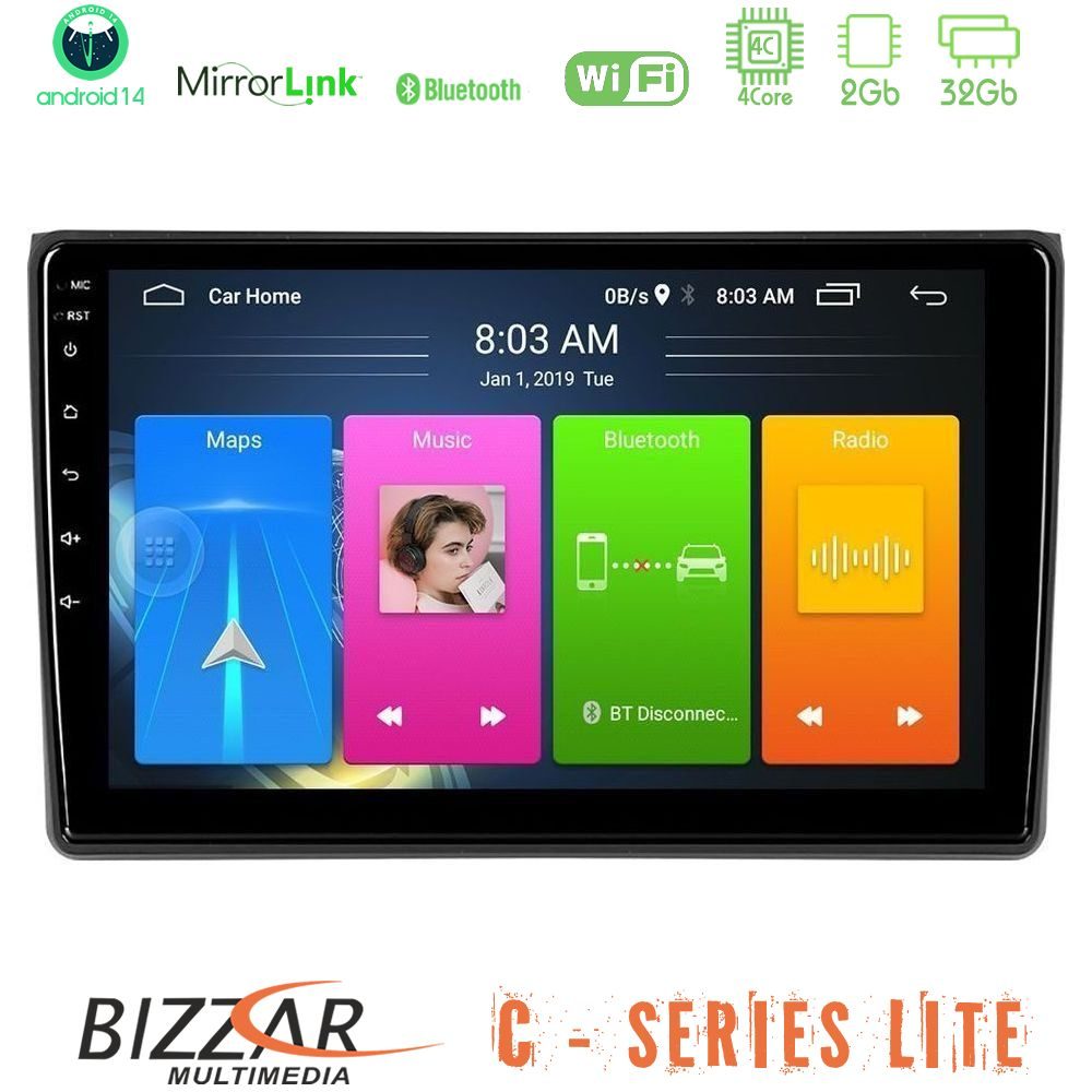 Bizzar C Series Lite 4Core Android14 2+32GB  Audi A4 B7 Navigation Multimedia Tablet 9"